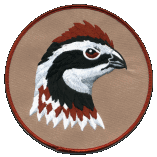 Detailed Bobwhite Quail 5-1/2 inch round embroidered patch WB mascot collectible